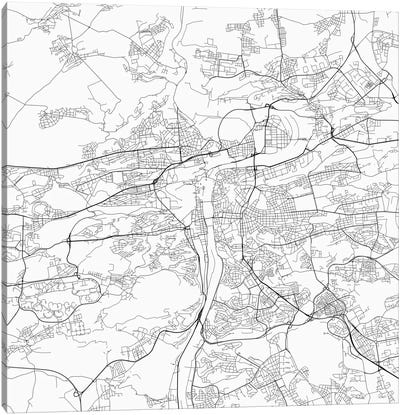 Prague Urban Roadway Map (White) Canvas Art Print