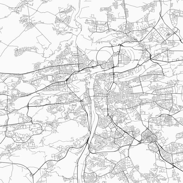 Abstract: Prague Urban Roadway Map (White) by Urbanmap