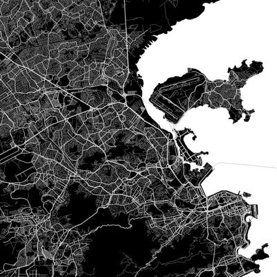 Rio de Janeiro Urban Map (Black) by Urbanmap art print
