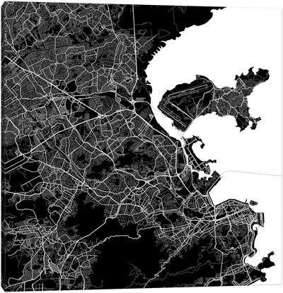 Rio de Janeiro Urban Map (Black) Canvas Art Print - Urban Maps