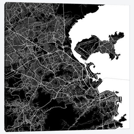 Rio de Janeiro Urban Map (Black) Canvas Print #ESV277} by Urbanmap Canvas Art Print