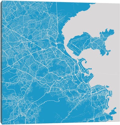 Rio de Janeiro Urban Map (Blue) Canvas Art Print - Urbanmap
