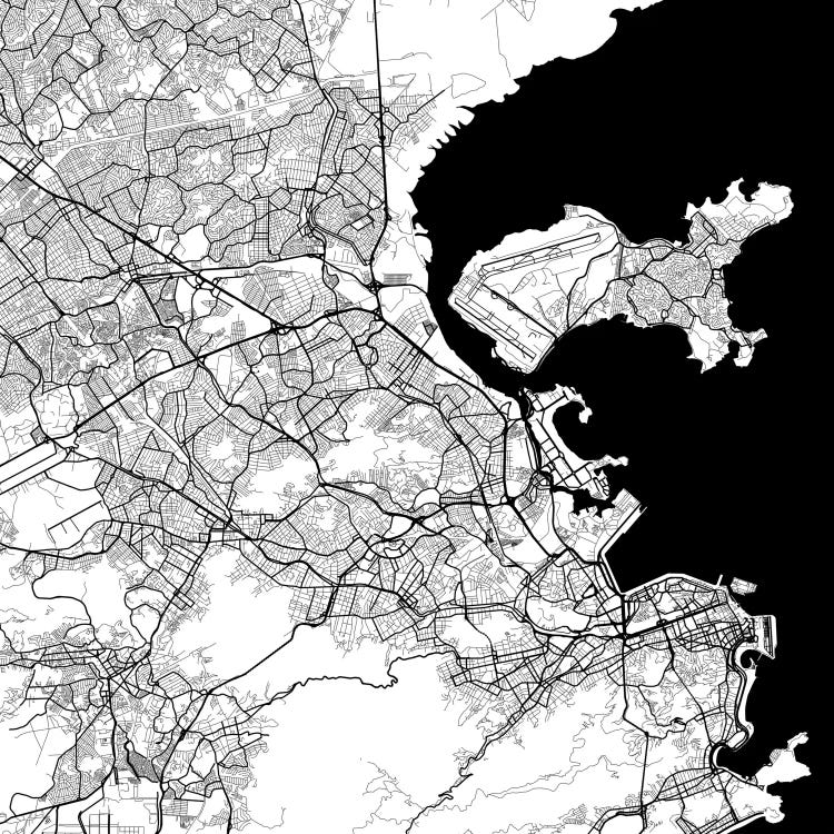 Rio de Janeiro Urban Map (White) by Urbanmap wall art