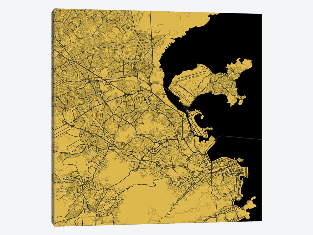 Rio de Janeiro Urban Map (Yellow) by Urbanmap 1-piece Canvas Print