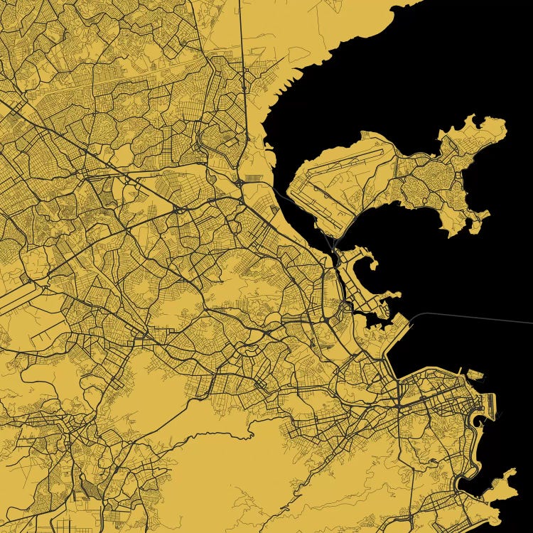 Rio de Janeiro Urban Map (Yellow) by Urbanmap wall art