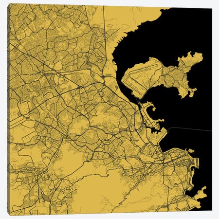Rio de Janeiro Urban Map (Yellow) Canvas Print #ESV285} by Urbanmap Canvas Wall Art