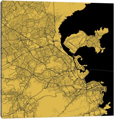 Rio de Janeiro Urban Map (Yellow) Canvas Art Print - Urbanmap