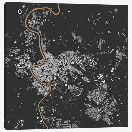 Rome Urban Map (Black & Gold) Canvas Print #ESV286} by Urbanmap Canvas Artwork