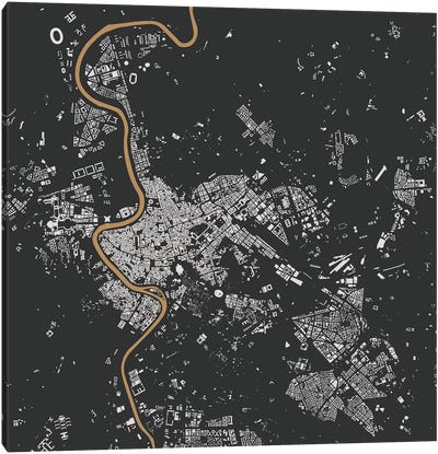 Rome Urban Map (Black & Gold) Canvas Art Print - Urbanmap