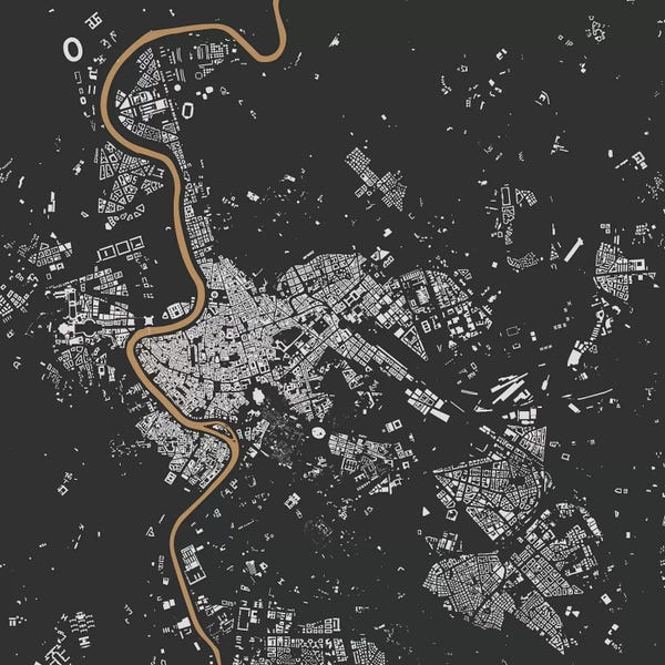 Abstract: Rome Urban Map (Black & Gold) by Urbanmap