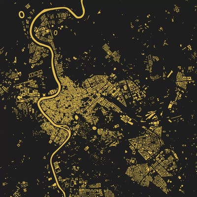 Rome Urban Map (Yellow) by Urbanmap art print