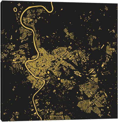 Rome Urban Map (Yellow) Canvas Art Print - Industrial Décor