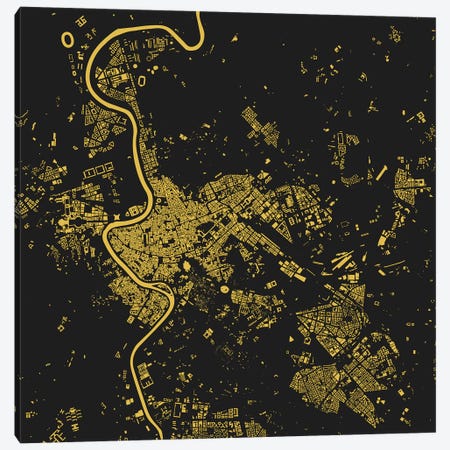 Rome Urban Map (Yellow) Canvas Print #ESV294} by Urbanmap Art Print