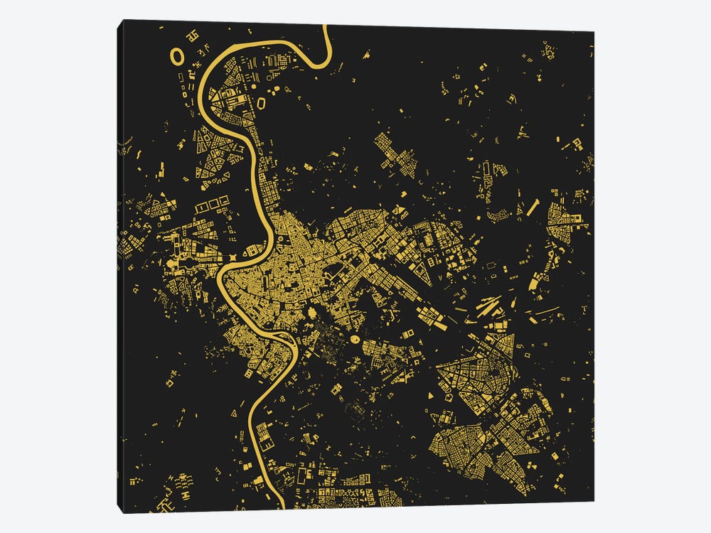 Rome Urban Map (Yellow) by Urbanmap 1-piece Canvas Print