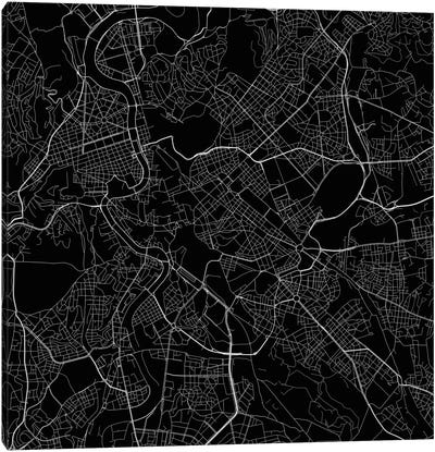 Rome Urban Roadway Map (Black) Canvas Art Print - Lazio Art