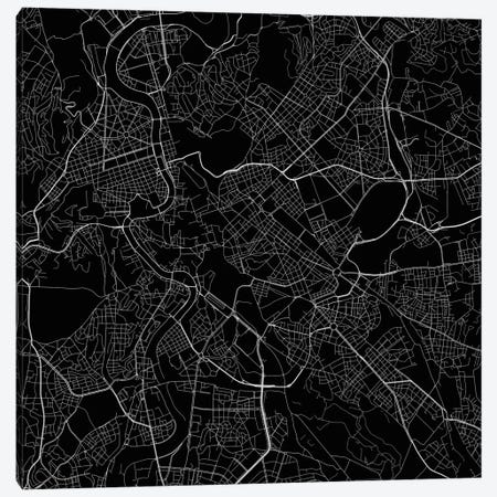 Rome Urban Roadway Map (Black) Canvas Print #ESV296} by Urbanmap Canvas Print