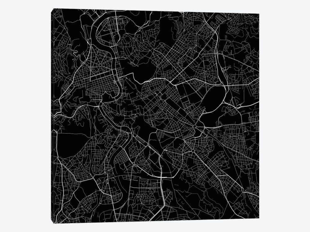Rome Urban Roadway Map (Black) by Urbanmap 1-piece Canvas Print