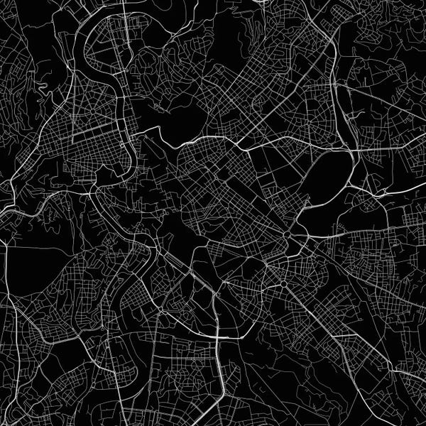Rome Urban Roadway Map (Black)