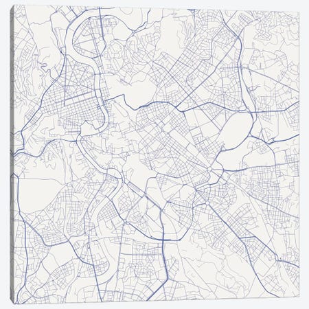 Rome Urban Roadway Map (Blue) Canvas Print #ESV297} by Urbanmap Canvas Art Print