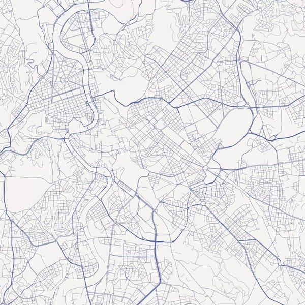 Abstract: Rome Urban Roadway Map (Blue) by Urbanmap