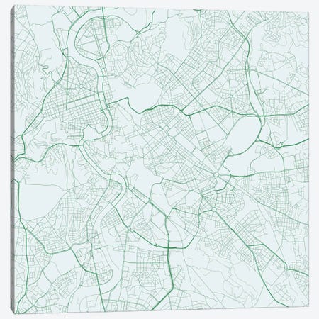 Rome Urban Roadway Map (Green) Canvas Print #ESV298} by Urbanmap Canvas Artwork