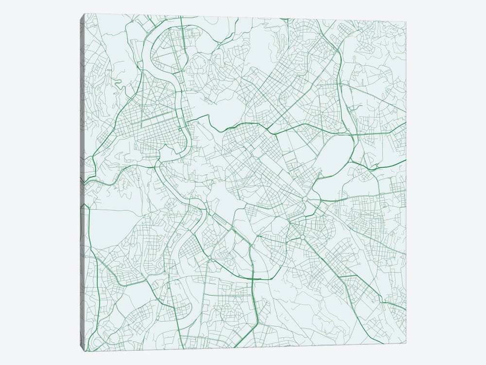 Rome Urban Roadway Map (Green) by Urbanmap 1-piece Art Print