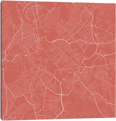 Rome Urban Roadway Map (Pink) Canvas Art Print - Rome Art