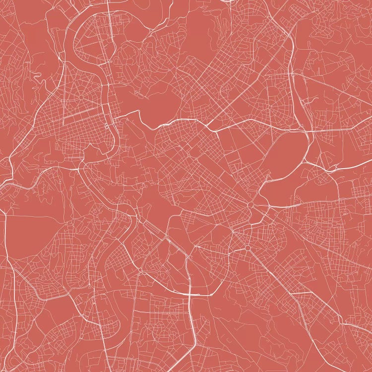Rome Urban Roadway Map (Pink) by Urbanmap wall art
