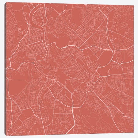 Rome Urban Roadway Map (Pink) Canvas Print #ESV299} by Urbanmap Canvas Artwork