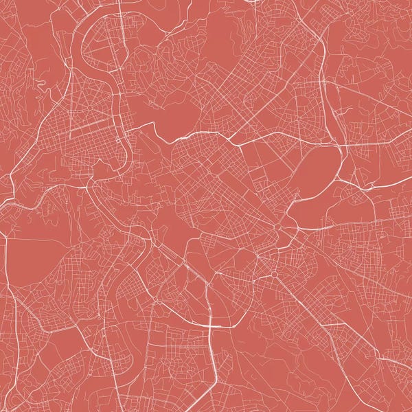 Urbanmap: Rome Urban Roadway Map (Pink) by Urbanmap