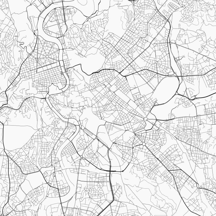 Rome Urban Roadway Map (White) by Urbanmap wall art