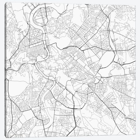 Rome Urban Roadway Map (White) Canvas Print #ESV302} by Urbanmap Canvas Art