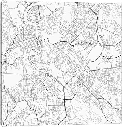 Rome Urban Roadway Map (White) Canvas Art Print