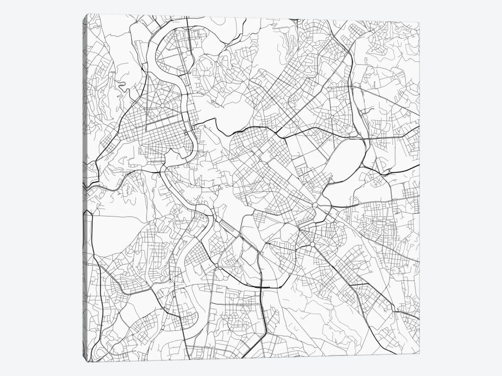 Rome Urban Roadway Map (White) by Urbanmap 1-piece Art Print