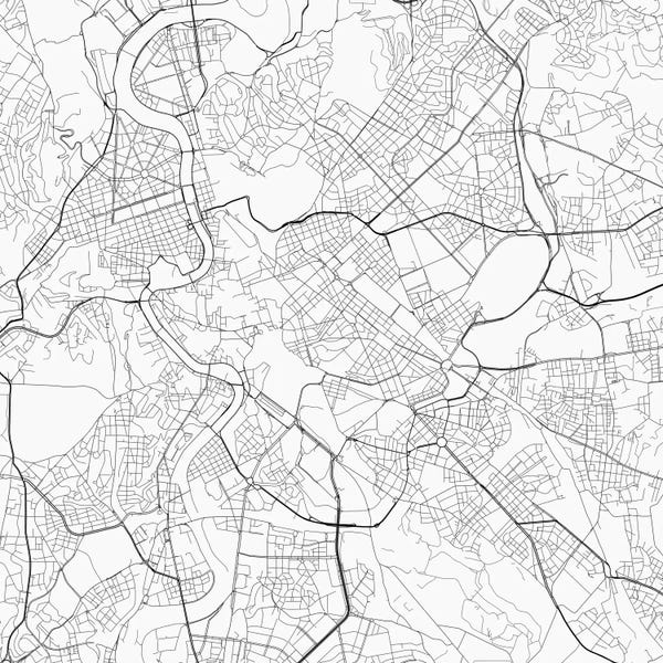 Abstract: Rome Urban Roadway Map (White) by Urbanmap