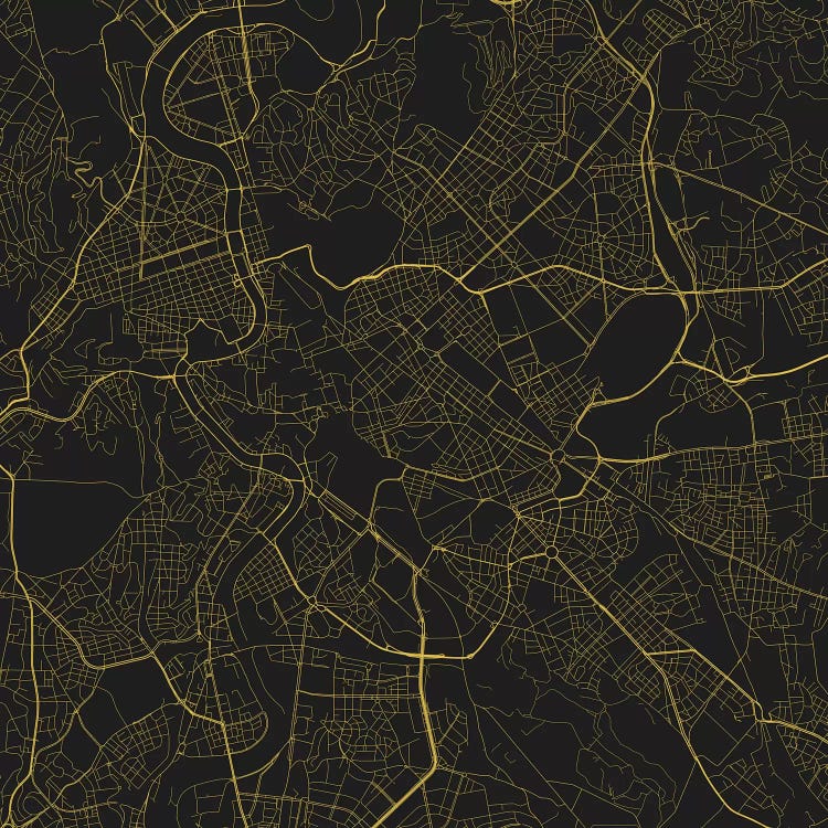 Rome Urban Roadway Map (Yellow) by Urbanmap wall art