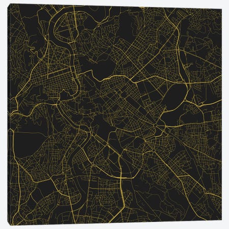 Rome Urban Roadway Map (Yellow) Canvas Print #ESV303} by Urbanmap Canvas Wall Art