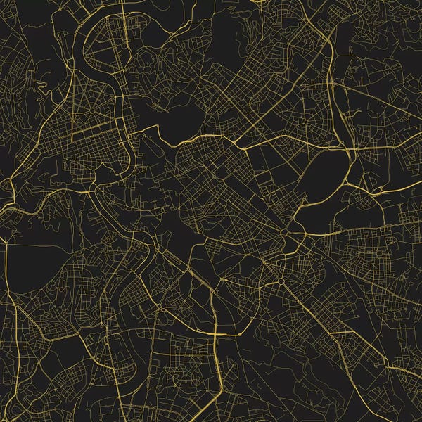 Rome Maps: Rome Urban Roadway Map (Yellow) by Urbanmap