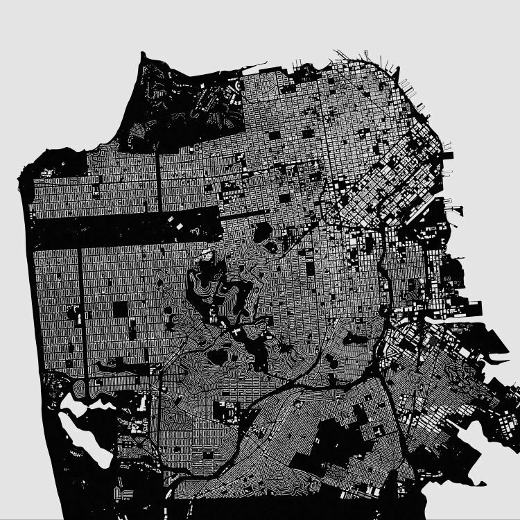 San Francisco Urban Map (Black) by Urbanmap canvas print