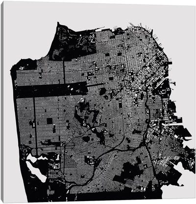 San Francisco Urban Map (Black) Canvas Art Print - San Francisco Maps