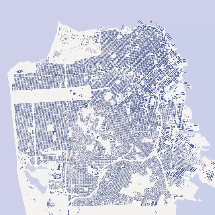 San Francisco Urban Map (Blue) by Urbanmap wall art