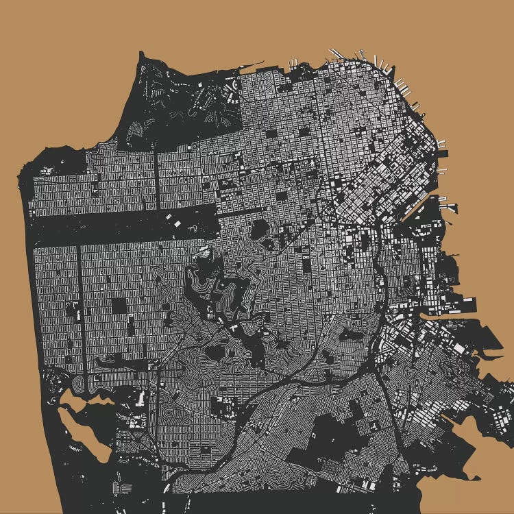 San Francisco Urban Map (Gold) by Urbanmap wall art