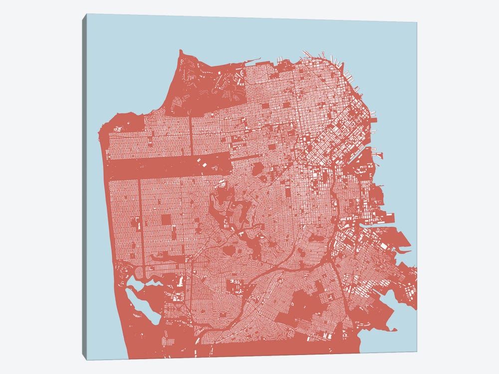 San Francisco Urban Map (Pink) by Urbanmap 1-piece Art Print
