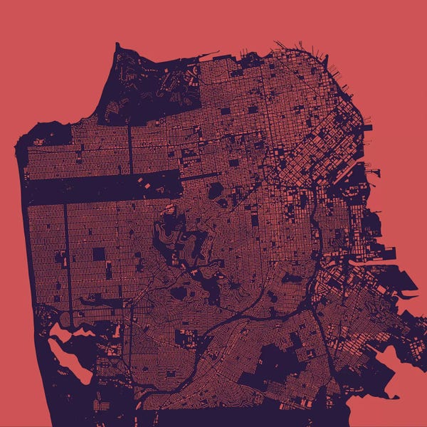 San Francisco Maps: San Francisco Urban Map (Purple Night) by Urbanmap