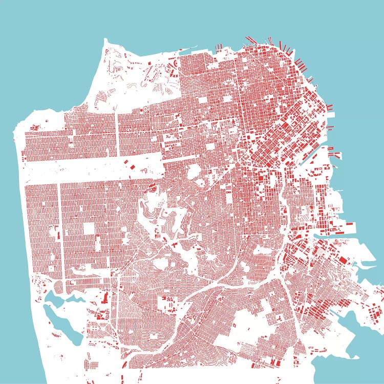 San Francisco Urban Map (Red)