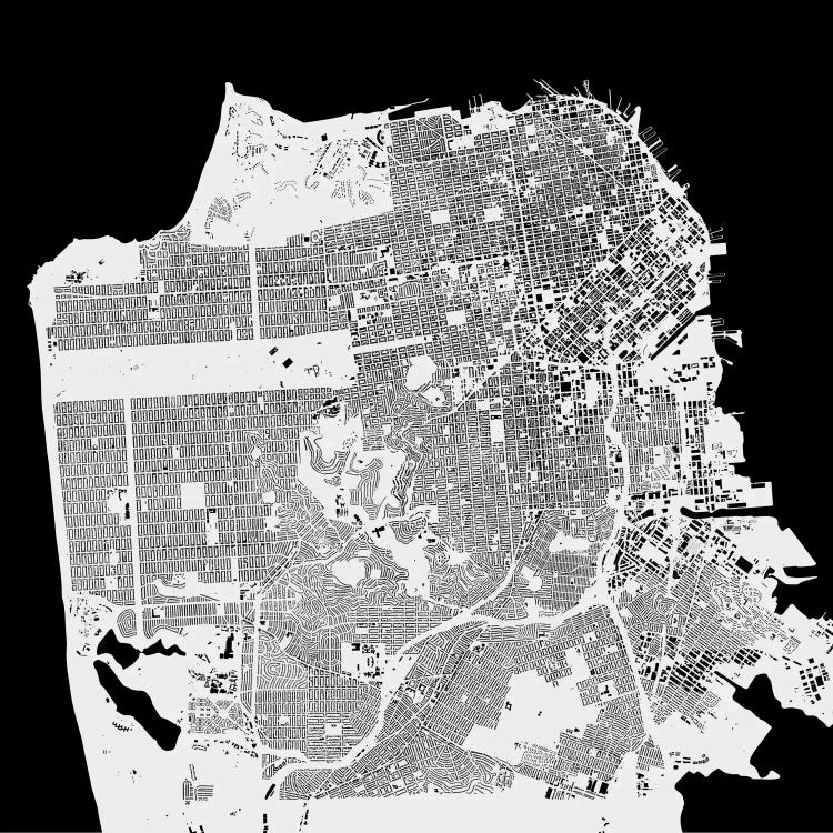 San Francisco Urban Map (White) by Urbanmap canvas print