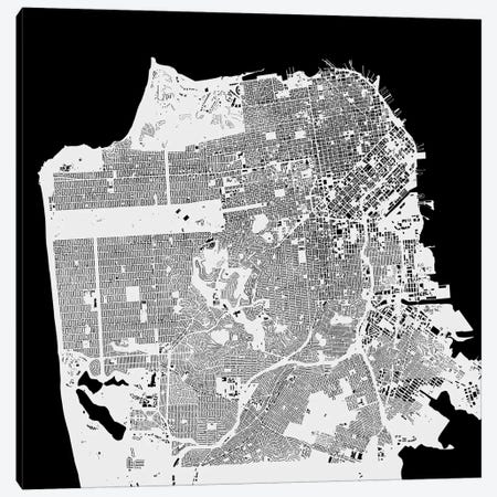 San Francisco Urban Map (White) Canvas Print #ESV311} by Urbanmap Art Print