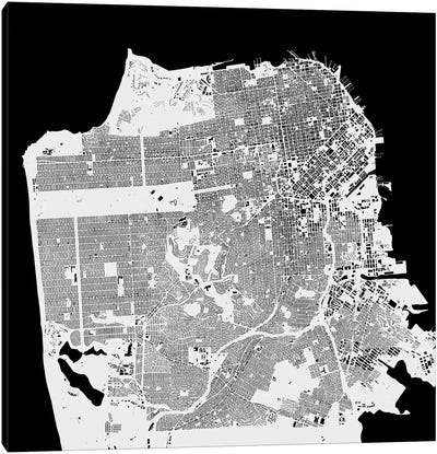 San Francisco Urban Map (White) Canvas Art Print - San Francisco Maps