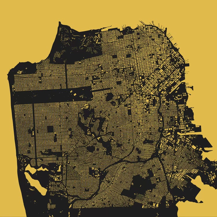 Boston Urban Roadway Map (Yellow) Canvas - Canvas Wall Art | Urbanmap