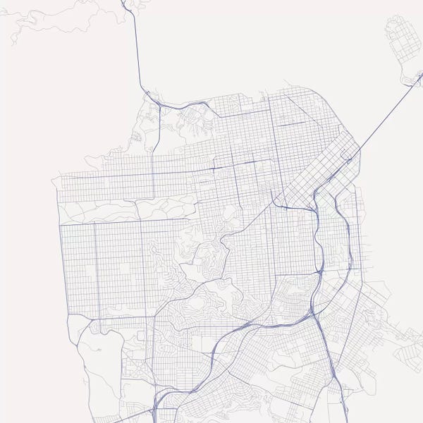 San Francisco Maps: San Francisco Urban Roadway Map (Blue) by Urbanmap
